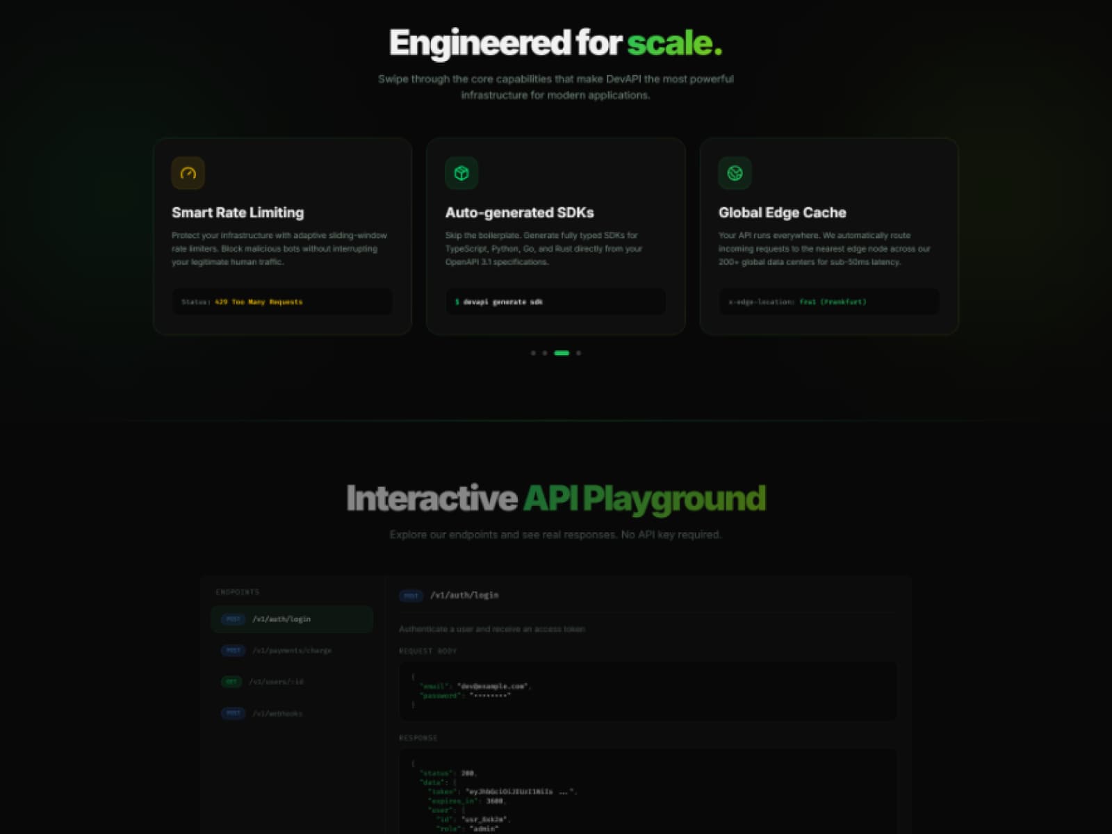 Interactive API Playground & Live JSON Payloads