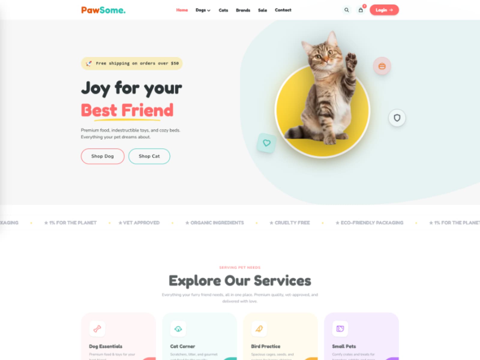 Playful Hero Experience & Multi-Pet Category Navigation