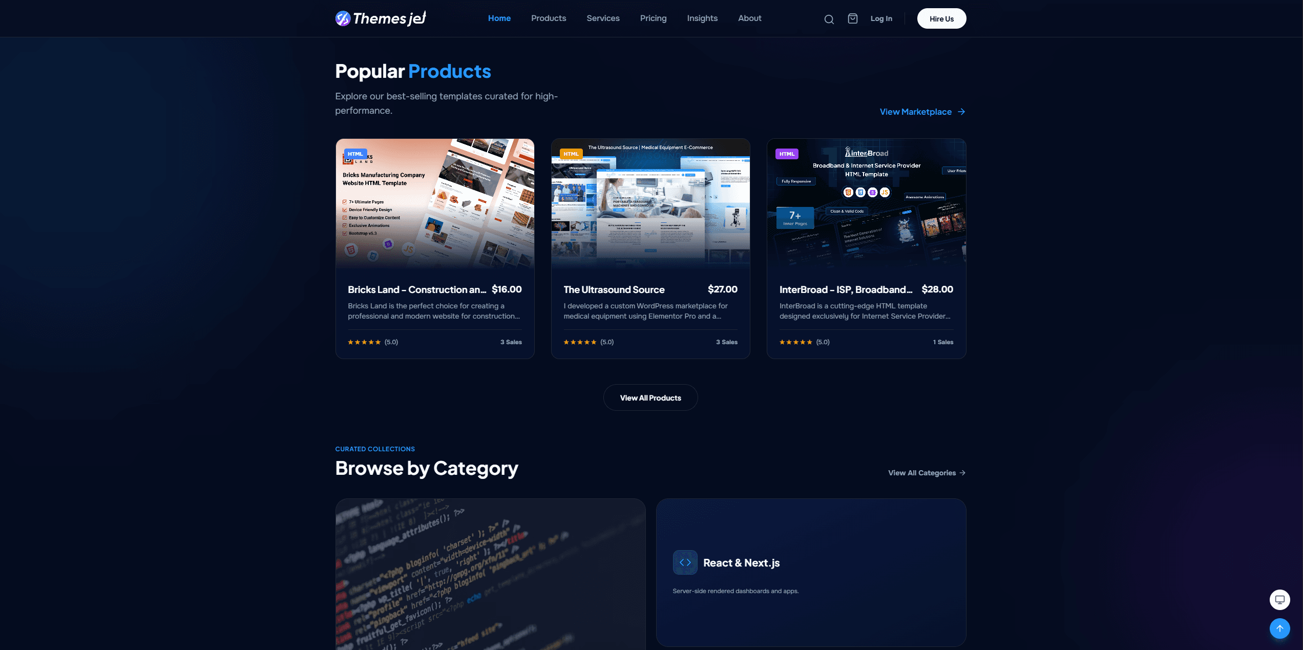 Themes Jet Command Center & Asset Marketplace View